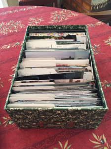 Box of photos ready to be scanned.